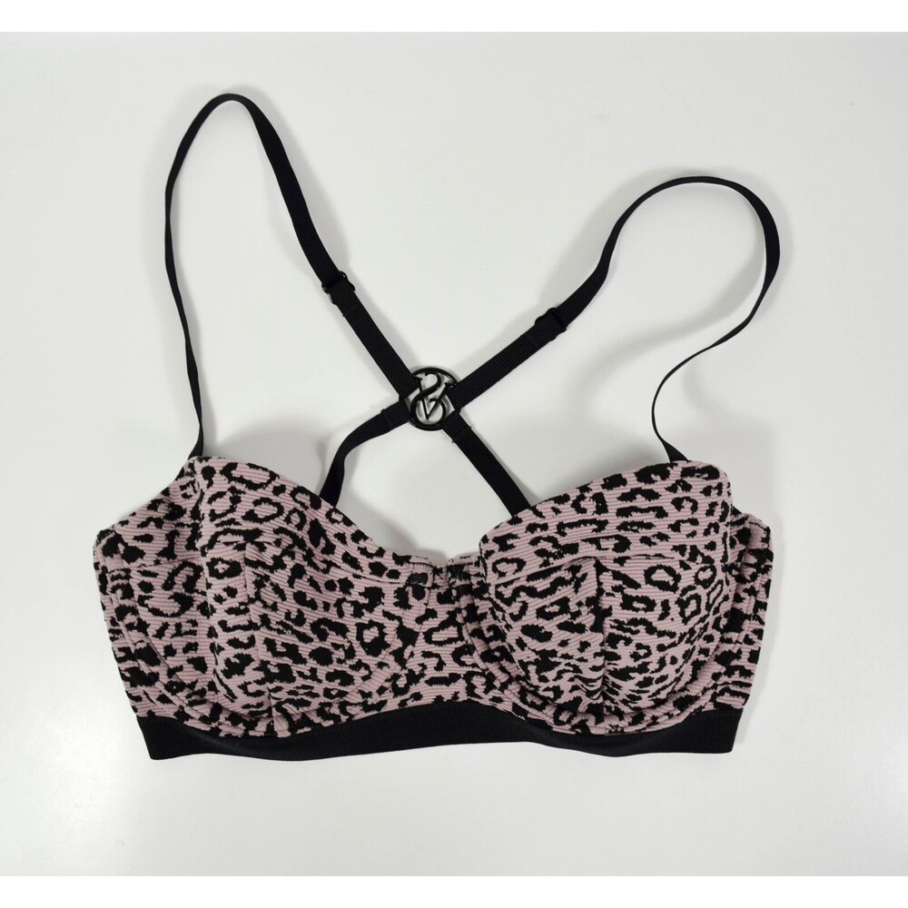 Victoria Secret Wild Wanderer Animal Print Bikini Top Criss-Cross Back Sz 32D
